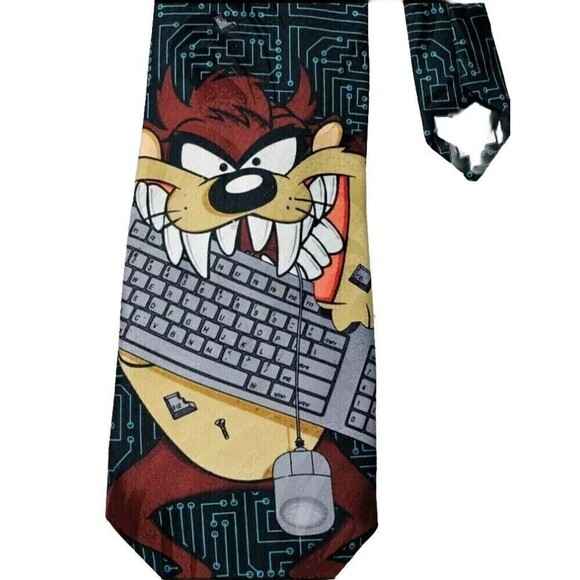 Looney Tunes Neck Tie Taz Mania Devil Office Computer Polyester Vintage 1999 Tie - Picture 2 of 6